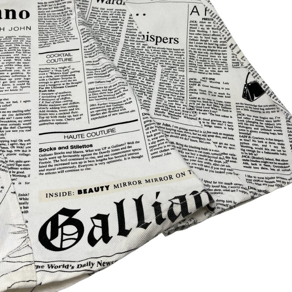 John Galliano Black and White Newspaper Print Pants - Picture 9 of 13